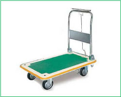 車輪押え式ハンドストッパー付スチール台車