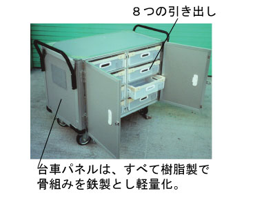 軽量パネルを使用した自重が軽い台車