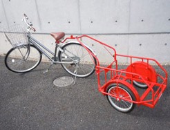 自転車で牽引するリヤカーモデルチェンジ