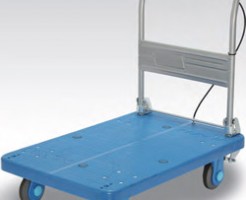 ハンドル部で操作できる停車ストッパー付き台車発売